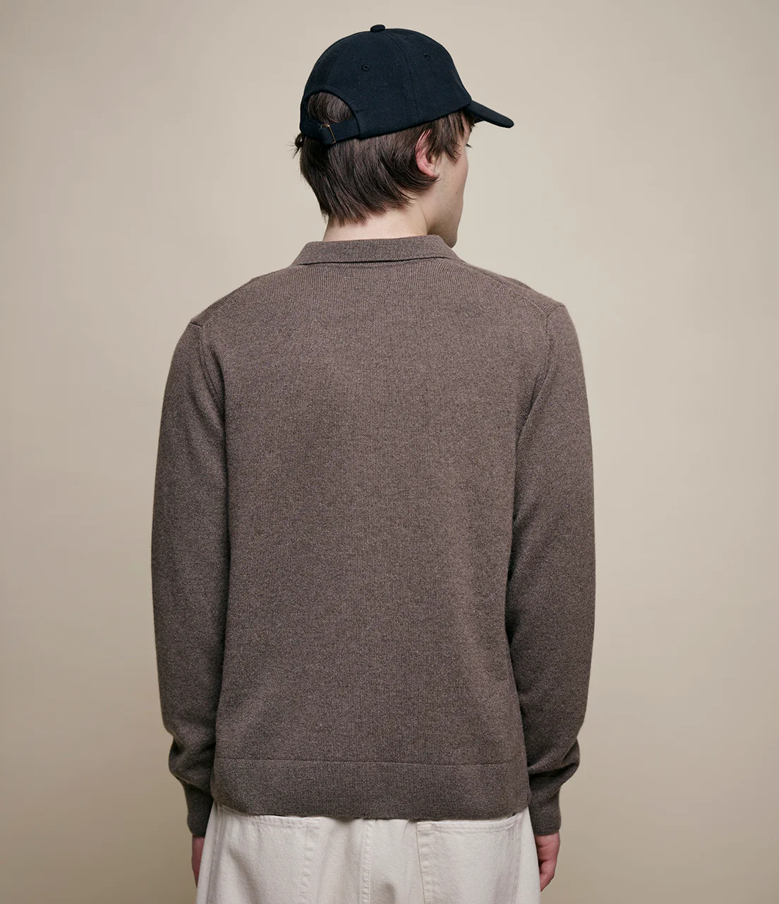 Merino Wool-Cashmere-Silk Long Sleeve Polo Shirt - Image 3