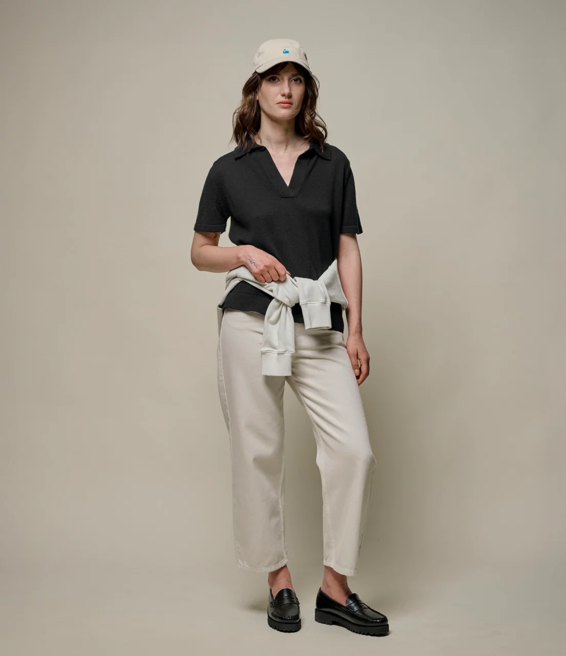 Cotton Women's Short Sleeve Polo Sweater, All Plant-Based - Image 3