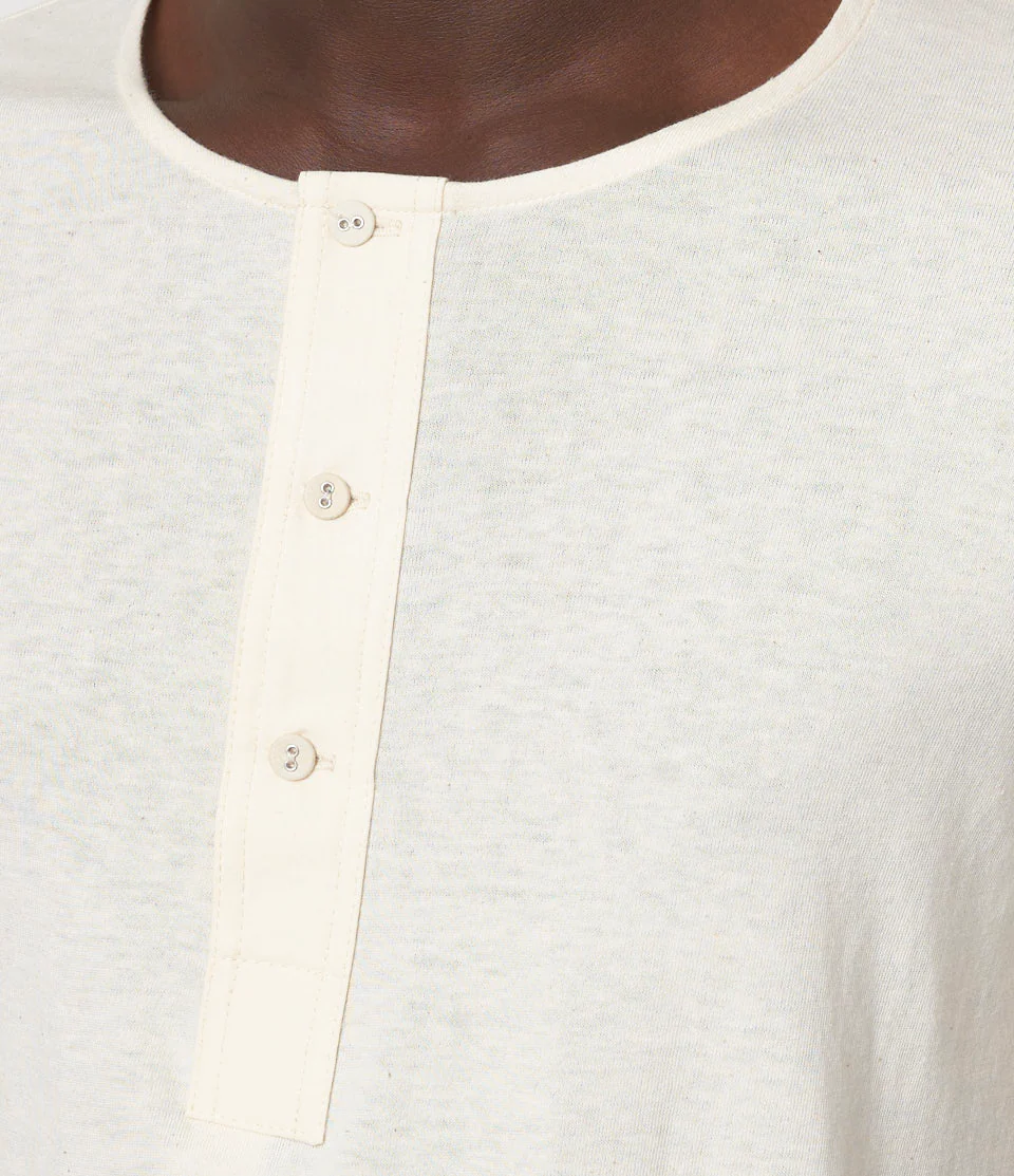 103 Loopwheeled Maco-Imit Short Sleeve Henley - Image 3