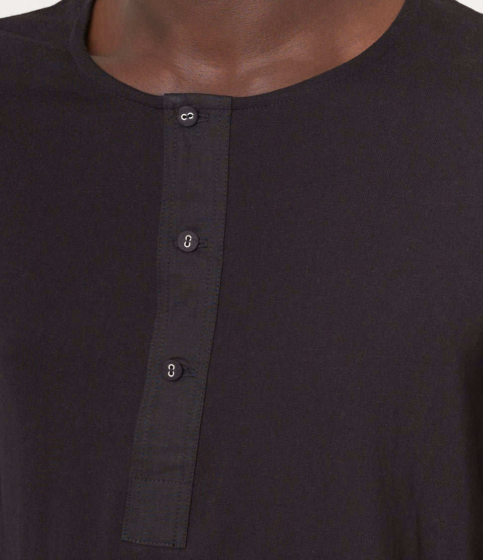 102 Loopwheeled Maco-Imit Long Sleeve Henley - Image 4